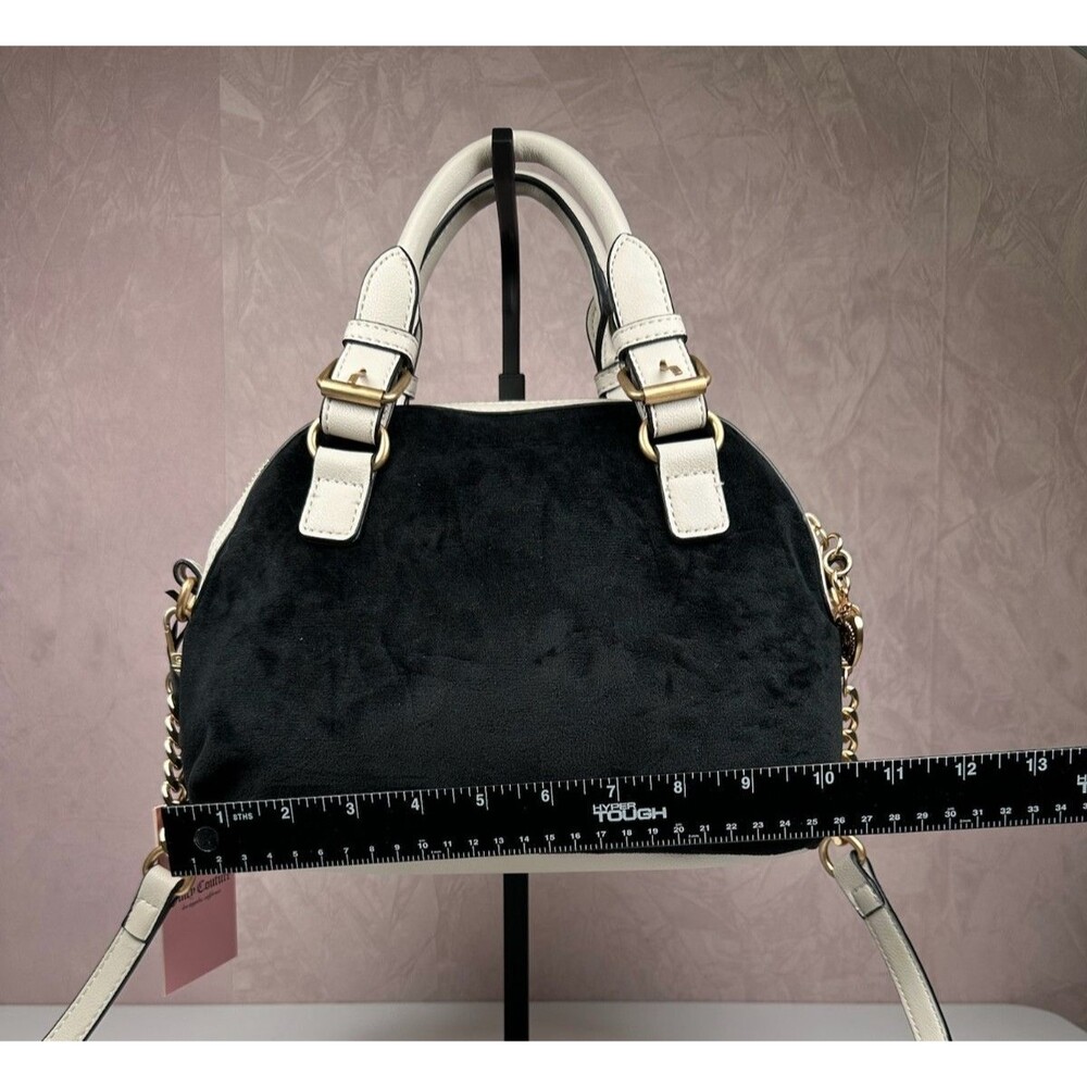 Juicy Couture The Key to Juicy Black Velour Dome Satchel Crossbody Purse - Picture 4 of 14